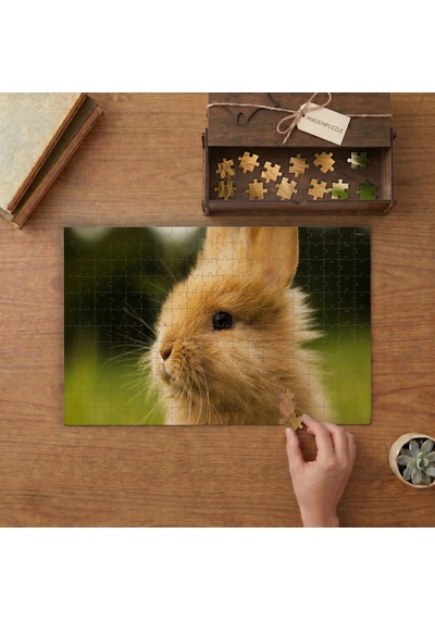 Sevimli Yavru Tavşan Tasarımı 240 Parça Ahşap Puzzle Ahşap Kutuda Mpy60016