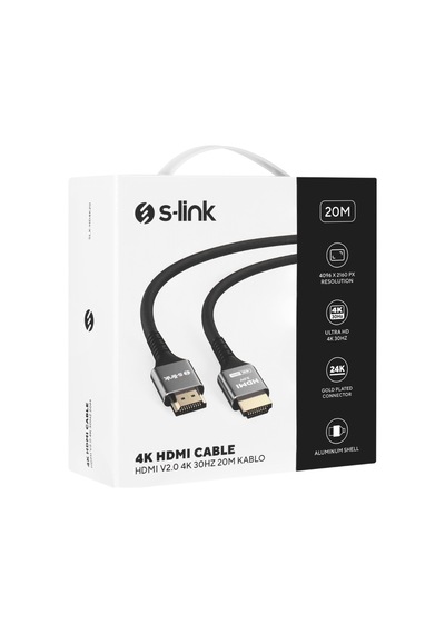 S-lınk Slx-hd4k20, 4k Uhd, Hdmı V2.0, 20mt. 30hz. Metal Uçlu, Kablo S-link