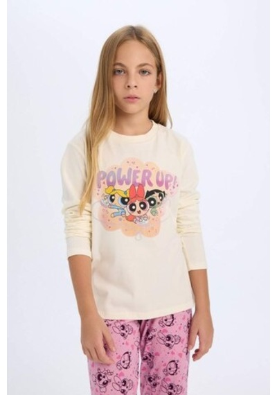 DeFacto Kız Çocuk Pijama Takımı PowerPuff Girls Uzun Kollu Üst Uzun Alt D2776A824AUER103