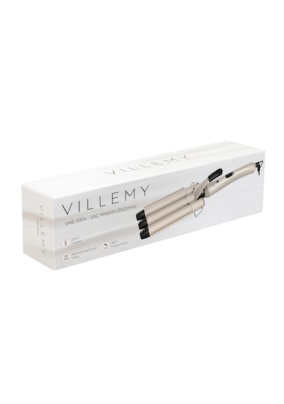 3x22 Mm Seramik Kaplamalı Wag & Su Dalgası Saç Maşası Profesyonel Dalga Şekillendirici -vme-3004