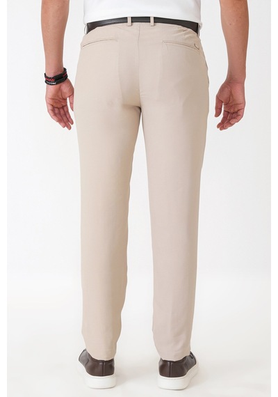 Comfort Fit Yan Cepli Pamuklu Bej Pantolon P 1225
