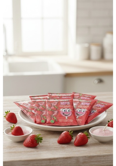 Çilek Aromalı Toz Şekerli Dips Lolipop Paket 36 Adet