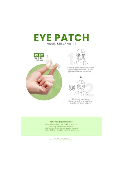 LebelCentella Asiatica İçeren Nemlendirici Göz Altı Maske Seti 60 Adet LEBELDr Cica Eye Patch