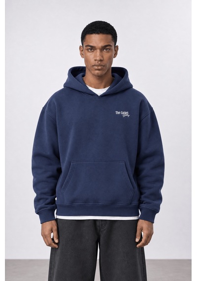 Respire Erkek Carpet Patch Detaylı Oversize Hoodie Lacivert