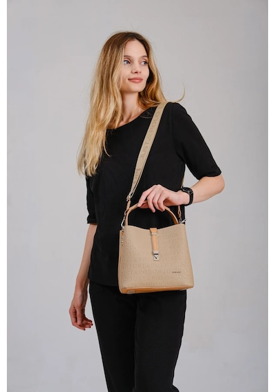 Just Polo Kadın Orijinal Just Polo 3 Bölmeli Ayarlanabilir Askılı Şık El & Omuz Çantası Shoulder Bag Vizon