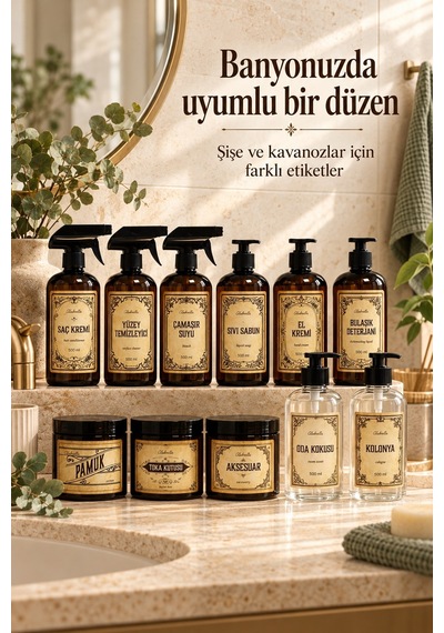 Alubrella 500 Ml 6 Amber Şişe, 2 Şeffaf Sprey Şişe Ve 3 Kapaklı Kavanoz Etiketli Mega Set