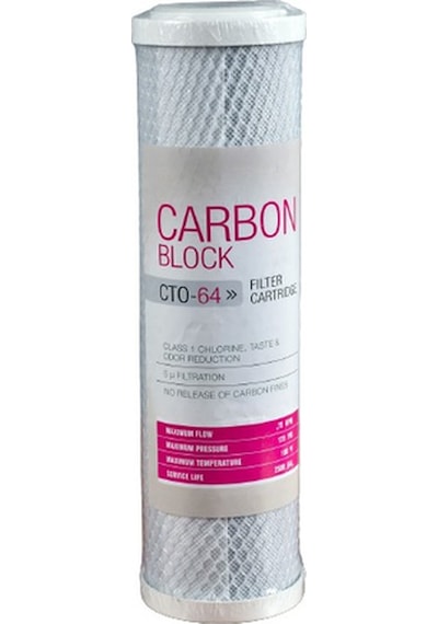 10'' Cto Coconut Bazlı Blok Aktif Karbon Su Arıtma Filtresi (Açık Kasa Uyumlu 3. Aşama Filtre)