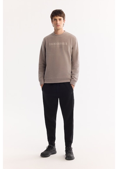 Avva Erkek Gri Bisiklet Yaka Soft Touch Baskılı Polar Regular Fit Sweatshirt A52y1269