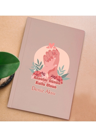 Bk Gift Kişiye Özel İsimli Dtf Anneler Günü Tasarımlı Pembe Sert Kapaklı Defter-3, Anneye Hediye Kobitmeyencom30649 Bk Gift