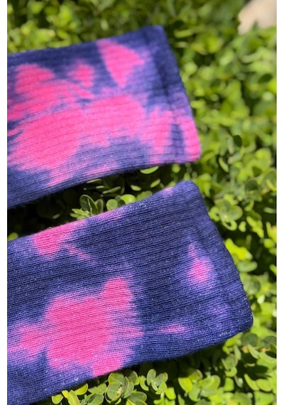 Lousocks Unisex Mor Batik Desenli Soket Spor Çorap