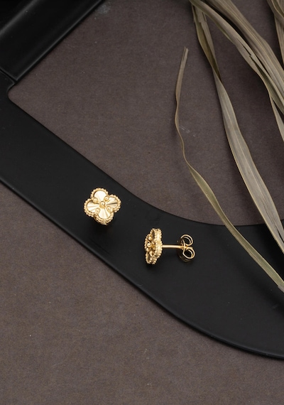 Bilezikci Van Cleef 14 Ayar Altın Küpe Sarı Altın