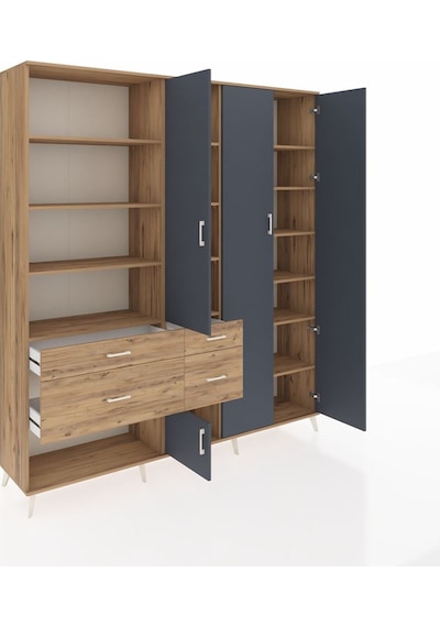 Hyperion Dolap 14 Raflı 4 Çekmeceli 4 Kapaklı 220x44x243 Çam-antrasit/çam Antrasıt/atlas Çam Hyperion Dolap 14 Raflı 4 Çekmeceli 4 Kapaklı 220x44x243 Çam-antrasit/çam Antrasıt/atlas Çam