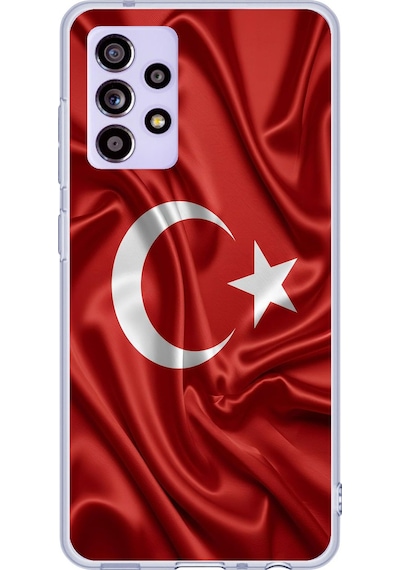 Samsung Galaxy A52-a52s Uyumlu Türk Bayrağı Baskılı Silikon Kılıf Renkli