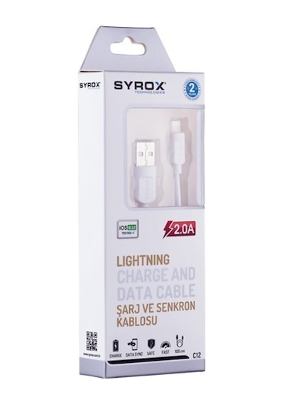 Syrox C12 Apple iPhone Uyumlu Lightning Şarj Kablosu