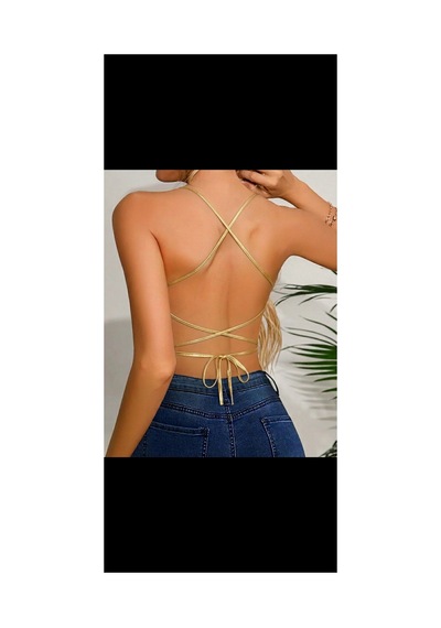 Nisanurtekstil Taşlı Kelebek Büstiyer Crop Metalik Metalik