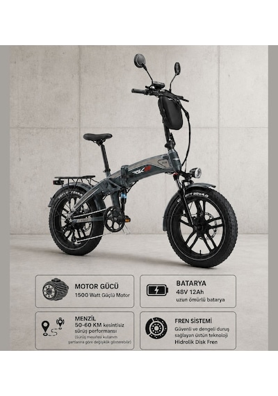 Rks Rd8 Premıum Elektrikli Bisiklet Gri - 1500w