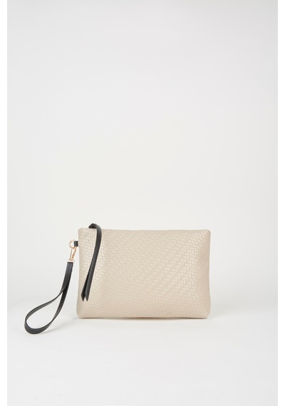 Vivaq Kadın Bellis Örgü Vizon Astarlı Suni Deri Bilek Askılı Portföy El Ve Clutch Çanta VİZON