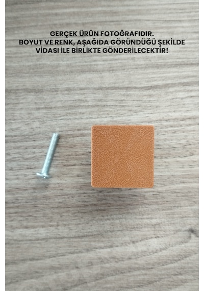 6 Adet - Kahverengi Kare Kulp - Modern Ve Şık Dolap, Gardırop, Şifonyer, Komodin Ve Çekmece Kulpu Vida Dahil Sarı