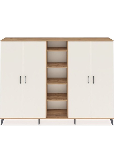 Arges Dolap 12 Raflı 4 Kapaklı 220x30x163 Çam-aytaşı/çam Aytası/atlas Çam - Atlas Çam