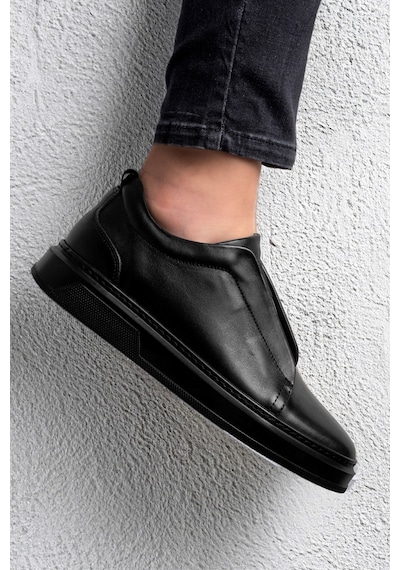 Ducavelli Espo Erkek Hakiki Deri Sneaker, Lastikli Sneaker, Hakiki Deri Sneaker, Erkek Sneaker Siyah