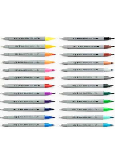 Masis Double Brush Pen Fırça Uçlu Kalem + Fineliner 24 Renk Set