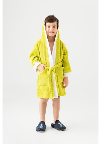 Soley Pueri %100 Pamuklu Unisex Çocuk Bornozu Yeşil