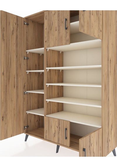 Hyperion Dolap 10 Raflı 5 Kapaklı 132x44x195 Çam-çam/aytaşı Çam