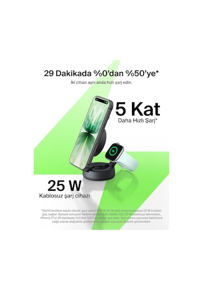 Ultracharge Pro 2 Si 1 Arada Qi2 Şarj İstasyonu 25 W, Siyah Çok Renkli