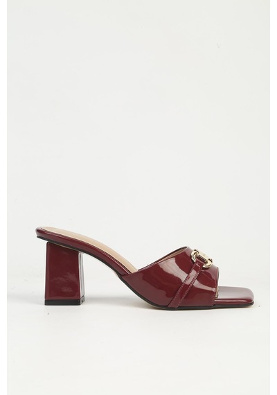 Pierre Cardin Kadın Bordo Rugan Topuklu Terlik Pc-55761 Bordo