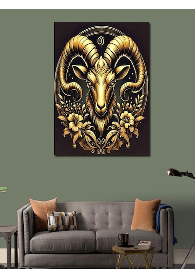 Kanvas Tablo Altın Koç Burcu Motifi 50cmx70cm