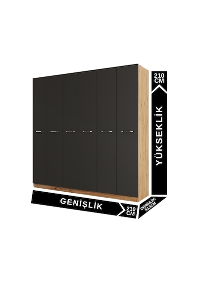 Aeka Ae-2190 Hisar 6 Kapaklı Çok Bölmeli Askılı Ve Raflı Geniş Hacimli Gardırop 210x210 Cm Atlantik Çam - Antrasit Aeka Ae-2190 Hisar 6 Kapaklı Çok Bölmeli Askılı Ve Raflı Geniş Hacimli Gardırop 210x210 Cm Atlantik Çam - Antrasit
