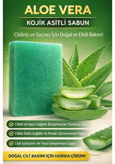 Herbliss Aloe Vera & Kojik Asit Sabun Doğal - Katkısız Saç Ve Cilt Canlandırıcı & Nemlendirici Bahar Esintisi