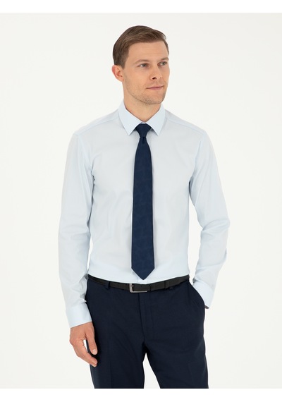 Cacharel Açık Mavi Slim Fit Pamuk Karışımlı Klasik Gömlek Denım