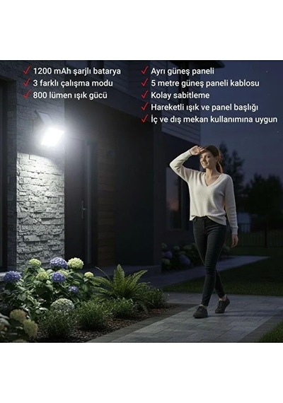Tr Güneş Enerjili Sensörlü 120 Led Solar Aydınlatma Lambası Hareket Sensörlü 480 Cm Uzatma Kablosu İç Ve Dış Diğer