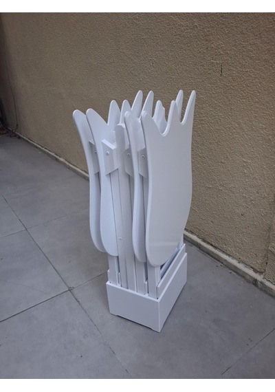 Zigon Çanta 90539 Lale Model Dörtlü Takım Ahşap Mdf Beyaz Renk El Yapım Beyaz