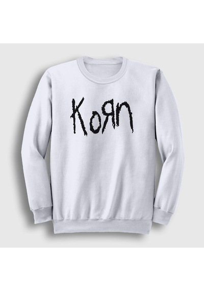 Presmono Unisex Logo Korn Sweatshirt Beyaz