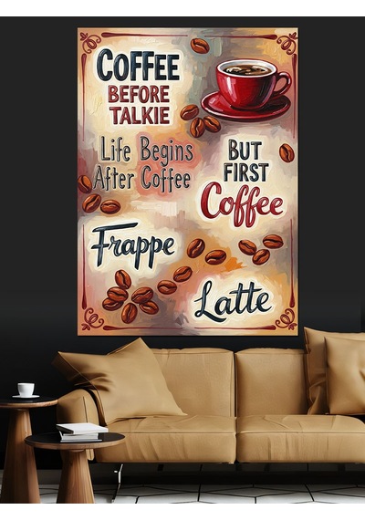 Ahşap Tablo Kahve Zamanı Yazılı Poster