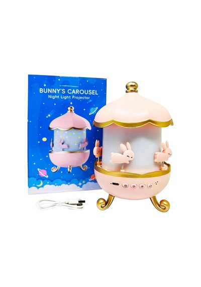 Bunny S Carousel Gece Lambası Projeksiyonlu Müzikli Atlıkarınca Tasarım Kablolu 5v Usb Çalışm Diğer