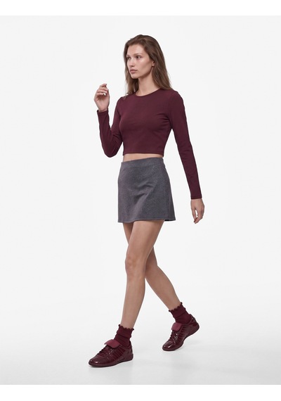 Koton Yüksek Bel Slim Fit Leopar Desenli Spor Şort Etek Antrasit Desenli 7wak40165nk