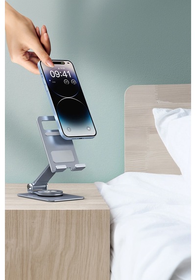 Thentech Akıllı Telefon Tablet Standı Metal Tam Tur Dönebilen Sağlam Güçlü Stand