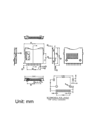 Micro Sd Kart Soketi Hafıza Kartı Microsd Kart Bellek Yaylı Kart Algılayıcı 8 + 2 Pin Konnektör