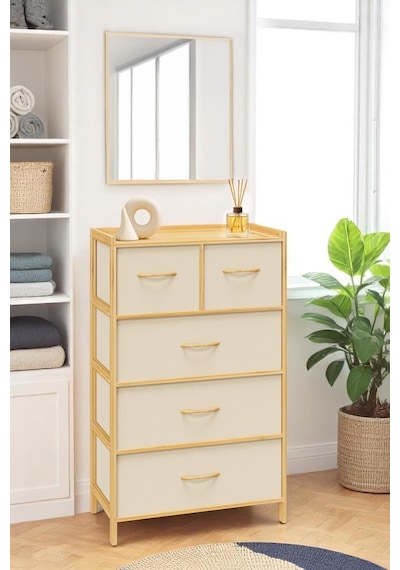 Digithome Bambu 5 Çekmeceli Dolap Organizer Çok Amaçlı Düzenleyici Şifonyer Db-0013