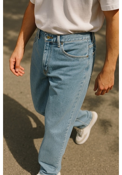Cedy Denim Yüksek Kalite Baggy Fit Jean Leon Yüksek Bel Bol Kesim Kot Pantolon C352 Açık Mavi