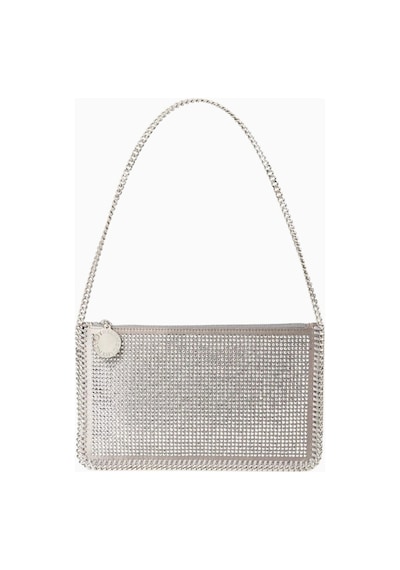 Stella Mccartney Hotfix Taşlı Vegan Falabella Pochette, Zincir Detaylı Omuz Çantası Gümüş