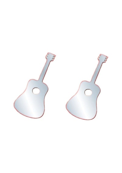 Aynalı Duvar Süsü Sticker 2 Adet Gitar Şekilli 34x15x0,6cm