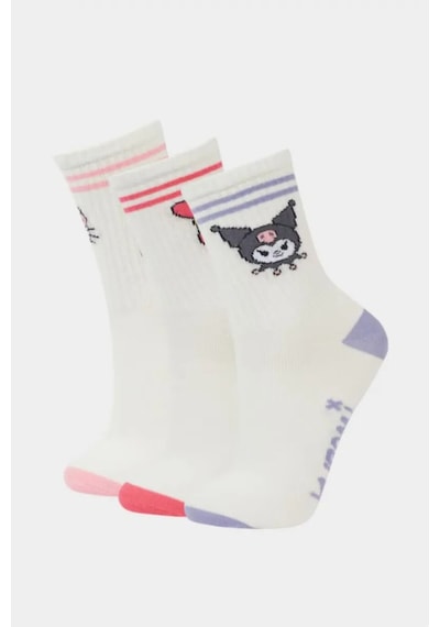 DeFacto Kız Çocuk Hello Kitty 3'lü Pamuklu Uzun Çorap F6704A8NSKR1