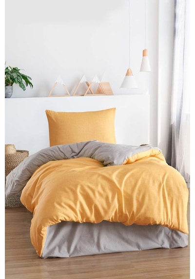 Eponj Home Kolay Ütülenir Nevresim Takımı Tek Kişilik Maxi Sarı-gri Sarı-gri