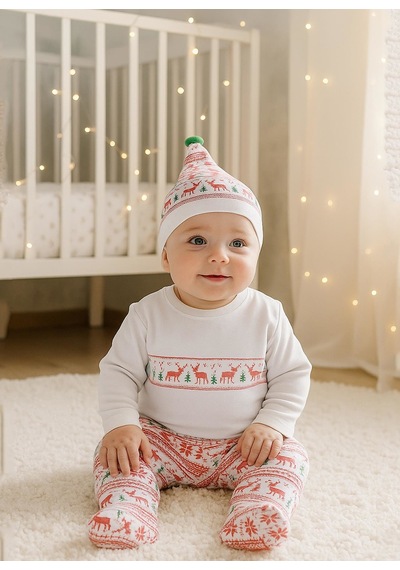 Kitikate Organik 3lü Takım Nordic Kırmızı beyaz