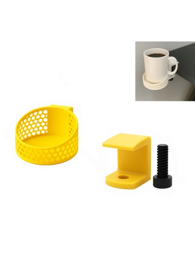 Özel 3d Baskı Bardak Tutucu Modüler Masa Düzenleyici Tak Çıkar Düzenleyici Çapı: 8,4 Cm Sarı