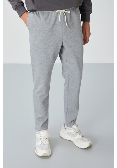TOMMYLIFE Gri Melanj Yüzeyi Dokulu Standart Fit Erkek Eşofman Alt - 82155 GB MELANJ